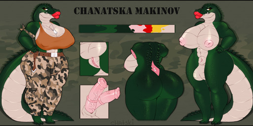 2_penises animal_genitalia anthro areola balls big_balls big_butt big_nipples big_penis bottomwear breasts butt camo camo_bottomwear camo_clothing camo_pants camo_print chanatska clothing equine_genitalia erect_nipples erection eyelashes genitals green_body green_scales gynomorph herm huge_balls huge_butt huge_lips huge_nipples huge_penis huge_thighs intersex lips lipstick looking_at_viewer makeup makinov military military_uniform multi_genitalia multi_penis nipple_fetish nipples overweight pants pattern_bottomwear pattern_clothing pattern_pants penis rear_view scales sheath solo spikes thick_lips thick_thighs uniform vein veiny_penis vulva white_body white_scales wide_hips chatski alligator alligatorid crocodile crocodilian reptile scalie model_sheet