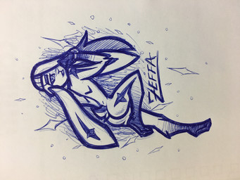 anthro biped butt femboy hair ice long_ears long_hair male pose sideways sketchy solo zeffa lagomorph leporid mammal rabbit 4:3 absurd_res blue_theme full-length_portrait hi_res pen_(artwork) pinup portrait traditional_media_(artwork)
