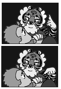 anthro black_background black_eyes claws closed_smile comforting_another comic_panel duo female female/female finger_claws fur gesture grey_finger_claws hand_gesture hand_holding holding_another's_hand inner_ear_fluff looking_at_another mouth_closed open_mouth open_smile pawpads pointing pointing_at_another pseudo_hair sad scale_hair scales signing signing_to_another simple_background small_ears smile smiling_at_another striped_body striped_fur stripes talking_to_another tuft white_inner_ear white_inner_ear_fluff highlandkall li_(highlandkall) naomi_(highlandkall) felid mammal pangolin pantherine tiger 2025 american_sign_language comic digital_drawing_(artwork) digital_media_(artwork) hi_res monochrome multiple_scenes sign_language