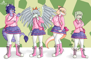 3_horns 5_fingers abstract_background accessory alternate_costume amber_eyes anthro big_breasts blonde_hair blush bone_frill boots bottomwear breast_squish breasts clothing eyelashes feathered_wings feathers female fingers footwear freckled_face freckles frill_(anatomy) green_hair grey_body grey_hair grey_scales group hair hair_accessory hairband hoodie horn legwear long_tail multi_horn multicolored_body multicolored_scales open_mouth open_smile orange_body orange_scales pale_body pale_scales pink_boots pink_clothing pink_footwear pink_hoodie pink_topwear purple_body purple_eyes purple_hair purple_scales purse scales shoes short_hair short_tail skirt smile spiked_tail spikes spikes_(anatomy) squish tail teal_eyes text thigh_highs topwear twintails_(hairstyle) two_tone_body two_tone_scales white_body white_clothing white_legwear white_scales white_thigh_highs wings yellow_eyes jacket_ignites cavemanon_studios snoot_game amber_(snoot_game) cynthia_(snoot_game) melissa_(snoot_game) sera_(snoot_game) ceratopsian ceratopsid chasmosaurine dinosaur hadrosaurid marginocephalian ornithischian ornithopod parasaurolophus prehistoric_species pterosaur reptile scalie stegosaurian stegosaurus thyreophoran triceratops 2024 artist_name digital_drawing_(artwork) digital_media_(artwork) hi_res watermark