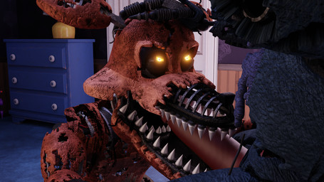 3d_background angry annoyed anthro bed bedroom claws container duo erection eye_contact fellatio furniture genitals hand_on_head hand_on_leg kneeling lamp looking_at_another looking_at_partner machine male male/male on_model oral penile penis sex sharp_teeth teeth anonymous_artist foxofnightmares five_nights_at_freddy's five_nights_at_freddy's_4 scottgames nightmare_bonnie_(fnaf) nightmare_foxy_(fnaf) animatronic canid canine fox humanoid lagomorph leporid mammal rabbit robot robot_humanoid 16:9 2023 3d_(artwork) digital_media_(artwork) hi_res mixed_media widescreen