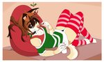 4_toes 5_fingers anthro border breasts brown_eyes brown_hair clothed clothing eyebrows eyelashes feet female fingers hair smile solo toes white_border wolflady danika_(wolflady) canid canine canis domestic_dog mammal 2020 digital_media_(artwork)