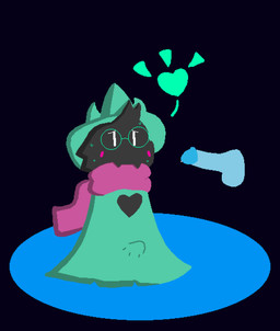 anthro black_body black_fur bodily_fluids clothed clothing disembodied_penis duo erection eyewear fur genitals glasses hat headgear headwear heart_symbol horn long_ears male nervous penis scarf simple_background solo_focus sweat pawneschhe_(artist) deltarune undertale_(series) ralsei bovid caprine darkner goat mammal 2018 absurd_res digital_media_(artwork) hi_res