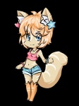 anthro black_nose blue_eyes bottomwear bracelet breasts chibi clothed clothing female fur hair jewelry looking_at_viewer necklace shorts simple_background smile solo standing earthb-kun skye_(earthb-kun) domestic_cat felid feline felis mammal 2016 3:4 alpha_channel digital_media_(artwork)