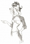 2003 anthro bikini biped brin canid canine clothed clothing deadrabbit female gesture graphite_(artwork) greyscale hair hand_gesture looking_at_viewer mammal monochrome pencil_(artwork) pointing ponytail skimpy solo standing swimwear tight_clothing traditional_media_(artwork)
