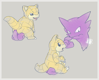 anal anal_penetration border butt crouching duo feral fingering floating floating_hands grey_background humor looking_pleasured male missing open_mouth penetration raised_tail rear_view side_view simple_background sitting tail wondering yellow_border argon_vile nintendo pokemon generation_1_pokemon ghost haunter pokemon_(species) sandshrew spirit absurd_res hi_res multiple_scenes sequence
