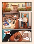 2018 anthro apartment bovid bovine braeburned cattle clothed clothing comic detailed_background dialogue digital_drawing_(artwork) digital_media_(artwork) door duo english_text first_page hammer hi_res highland_cattle horn hot_glue_gun ian_(braeburned) inside male mammal olli_(braeburned) open_mouth outside shaded smile soft_shading text tools url
