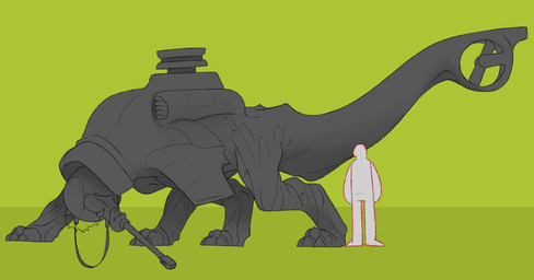 aircraft ambiguous_gender digitigrade duo feral helicopter machine quadruped simple_background turret_head vehicle xenopera human living_machine living_vehicle mammal hi_res restricted_palette