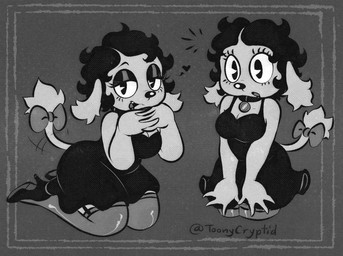 anthro clothing dog_tail female footwear high_heels shoes solo toonycryptid betty_boop_(series) paramount_pictures betty_boop canid canine canis domestic_dog mammal hi_res