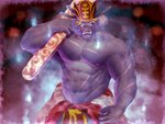 5_fingers abs anthro biceps black_body black_fur bottomwear chest_scar clothed clothing facial_scar fingers fur hat headgear headwear horn humanoid_hands male muscular muscular_anthro muscular_male nipples pecs scar solo topless tusks 1393_noam no-zp lifewonders tokyo_afterschool_summoners krampus_(tas) felid lion mammal pantherine 2019 4:3 hi_res