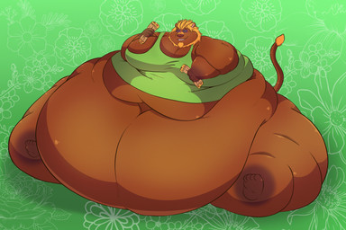 anthro belly big_belly big_butt blobby butt clothed clothing eating eyewear feeding food huge_belly huge_butt huge_thighs hyper hyper_belly hyper_butt hyper_thighs male mane moobs morbidly_obese obese overweight partially_clothed pizza shirt solo sunglasses tank_top thick_thighs topwear reppu animal_crossing nintendo bud_(animal_crossing) felid feline lion mammal pantherine hi_res