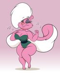 absurd_res anthro bimbette breasts chadrocco cleavage clothed clothing dancing eyes_closed female hi_res leotard mammal mephitid musical_note skunk solo thick_thighs tiny_toon_adventures tiny_toons_vacation warner_brothers wide_hips