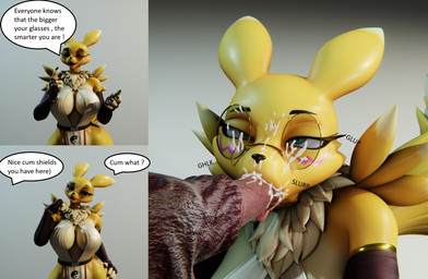 animal_genitalia animal_penis anthro big_breasts bodily_fluids breasts clothing cum cum_drip cum_in_mouth cum_inside cum_on_face cum_on_penis cumshot dialogue dripping ejaculation equine_genitalia equine_penis eyewear fellatio female genital_fluids genitals glasses looking_pleasured oral penile penis sex solo sucking text wearing_glasses blacklya mayosplash_(modeler) bandai_namco digimon digi_(yourdigimongirl) canid canine digimon_(species) fox mammal renamon 3d_(artwork) comic digital_media_(artwork) english_text hi_res
