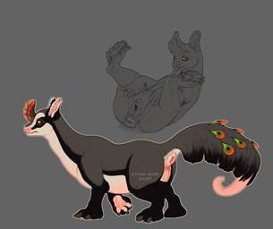 animal_genitalia anus big_anus black_body black_fur brown_claws brown_eyes butt claws female female_feral feral fur genitals grey_body grey_fur lying on_back pawpads pink_anus pink_pawpads pink_vulva quadruped raised_tail solo standing tail vulva white_body white_fur avian-king american_opossum hybrid mammal marsupial rodent hi_res