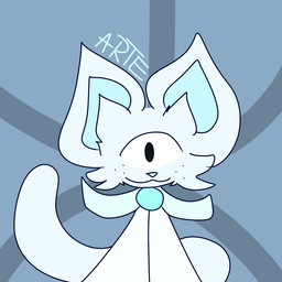 anthro big_tail clothing freckled_face freckles male silly simple_background solo tail white_clothing arte_misee cyclops deity domestic_cat felid feline felis mammal 1:1 blue_and_white monochrome watermark