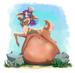 after_vore belly big_belly blue_sky breasts duo female female_pred huge_belly outside overweight sky taur_pred vore 4kkc league_of_legends riot_games tencent lillia_(lol) soraka deer deer_taur mammal mammal_taur taur 2021 absurd_res hi_res