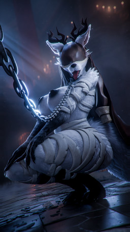 3_toes 5_fingers anthro antlers areola aroused bandage big_breasts big_butt black_areola bleak_ambiance bound breasts butt chain chained chained_collar chest_tuft claws collar creepy crouching crouching_on_ground curvy_figure detailed_background detailed_fur detailed_hair dominant dominant_human dominant_male duo feet female female_anthro fingers fur genitals gloves_(marking) hair happy holding_chain holding_leash holding_object horn huge_breasts inner_ear_fluff leash leashed_collar leg_markings looking_at_viewer looking_down male markings mature_anthro mature_female neck_tuft nude open_mouth scary seductive sharp_teeth smile socks_(marking) solo solo_focus spread_legs spreading squatting_pose submissive submissive_anthro submissive_female teeth thick_thighs toe_claws toes tongue tongue_out tuft volumetric_lighting voluptuous white_body white_fur white_hair wide_hips nudaya furromantic_(modeler) bloodborne fromsoftware mythology sony_corporation sony_interactive_entertainment vicar_amelia beast_(bloodborne) canid canine canis human mammal monster mythological_canine mythological_creature werecanid werecanine werecreature werewolf wolf 2024 3d_(artwork) 9:16 detailed digital_media_(artwork) hi_res