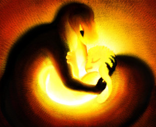 after_vore ambiguous_gender anthro apode cuddling eyes_closed floppy_ears glowing legless looking_at_another reformation serpentine sleeping solo vore warm ink-the-artist draconcopode lagomorph leporid mammal naga rabbit 2025 hi_res female_(lore)