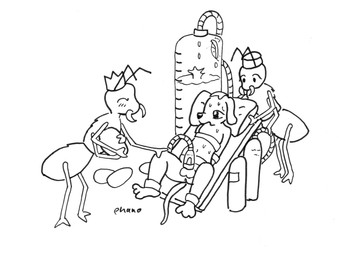 antennae_(anatomy) anthro anus bodily_fluids breeding_slave crown cum egg female feral genital_fluids genitals group happy headgear machine male male/female mandibles milking_machine penile penis penis_milking pillow queen restraints royalty sweat trio phano ant arthropod canid canine canis domestic_dog hymenopteran insect mammal hi_res monochrome