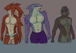 abs anthro clothed clothing featureless_crotch front_view green_body grey_body group legs_in_water male muscular muscular_male nude partially_submerged pecs red_body standing standing_in_water submerged_legs topless water cavahn breath_of_the_wild dc_comics guillermo_del_toro nintendo the_legend_of_zelda the_shape_of_water king_shark prince_sidon the_asset_(the_shape_of_water) animal_humanoid fish fish_humanoid humanoid marine marine_humanoid shark zora 2020 crossover hi_res