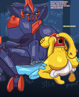 abdominal_bulge anthro big_breasts big_butt big_penis blue_body bouncing_breasts breasts butt cunnilingus dialogue female female_penetrated femboy genitals group group_sex huge_breasts huge_penis long_neck looking_pleasured male male/female male_penetrating male_penetrating_female multi_leg multi_limb nipples oral penetration penile penile_penetration penis penis_in_vagina pokemorph profanity rock sex text threesome tongue tongue_out trio vaginal vaginal_penetration vulva yellow_body token_taker nintendo pokemon cham_(token_taker) elemental_creature generation_2_pokemon generation_3_pokemon generation_5_pokemon gigalith meditite mineral_fauna pokemon_(species) rock_creature shuckle comic digital_media_(artwork) english_text hi_res