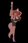 anthro big_breasts bra breasts clothing countershade_torso countershading female flexible fur green_eyes hair one_leg_up raised_leg red_body red_fur red_hair smug solo spats splits sports_bra spread_legs spreading standing underwear vertical_splits wolfie-pawz ember_lys canid canine canis mammal wolf 2:3 alpha_channel hi_res young_(lore)