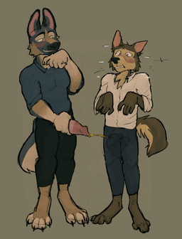anthro anthro_peeing barazoku barefoot biceps big_muscles black_bottomwear black_clothing black_pants blue_bottomwear blue_clothing blue_pants blue_shirt blue_topwear blush blush_lines bodily_fluids bottomwear brown_body brown_fur claws clothed clothing duo embarrassed embarrassed_expression embarrassed_horny feet flirting flirting_look fur genital_fluids genitals grabbing_own_penis grey_body grey_fur grin grinning_at_partner holding_own_penis holding_penis larger_anthro larger_male looking_at_another looking_at_partner male male/male male_peeing male_peeing_on_male manly multicolored_body multicolored_fur muscular muscular_anthro muscular_arms muscular_male muscular_thighs nervous nervous_look nervous_sweat open_bottomwear open_clothing open_pants pants pecs peeing peeing_on_another peeing_on_clothing peeing_on_leg peeing_on_partner penis penis_grab penis_poking_out penis_through_clothing penis_through_fly secretly_loves_it shirt simple_background size_difference smaller_anthro smaller_male smile smirk smirking_at_another smirking_at_partner stained_clothing stained_pants standing sweat sweatdrop tail tan_background teasing teasing_partner thick_arms thick_thighs topwear unzipped unzipped_clothing unzipped_pants urine urine_on_clothing urine_on_leg urine_on_pants urine_stain urine_stream watersports wet wet_bottomwear wet_clothing wet_pants white_clothing white_shirt white_topwear yellow_urine zipper bussyzone cerffou canid canine canis domestic_dog mammal wolf hi_res