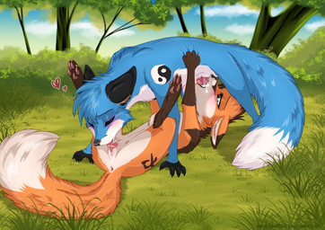 4_toes 69_position animal_genitalia animal_penis anus balls barely_visible_balls barely_visible_genitalia black_body black_fur black_nose blue_body blue_fur blue_tail blush bodily_fluids brown_body brown_fur canine_genitalia canine_penis claws cum cum_in_mouth cum_inside cunnilingus detailed_background duo erection feet female feral fur genital_fluids genitals hair heart_symbol humanoid_genitalia humanoid_genitalia_on_feral humanoid_vulva humanoid_vulva_on_feral licking lying male male/female multicolored_vulva nude on_back oral orange_body orange_fur orange_tail outside pawpads paws penis pink_anus pink_penis pink_tongue pink_vulva plant sex sheath symbol tail toe_claws toes tongue tongue_out tree two_tone_vulva vaginal vaginal_fluids vulva white_balls white_body white_fur white_sheath white_tail yin_yang rukifox koro_(koro_kiama) thunderofdoom yumi_(yatofox) canid canine fox mammal 2016 colored dated digital_media_(artwork) shaded signature