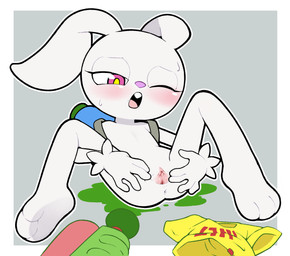 anus beta_design blush bodily_fluids butt female flat_chested genitals nude open_mouth small_vulva spread_legs spreading sweat vulva white_body young young_female gaturo nintendo splatoon beta_inkling lagomorph leporid mammal rabbit 2025 hi_res