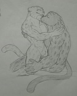 abs anthro butt claws duo eyes_closed female female/female fur grey_body grey_fur holding_back kiss_on_lips kissing lady_demeter male male/female markings muscular muscular_anthro muscular_female nude pubes simple_background sitting sitting_on_another tail dreamworks goat_(movie) sony_corporation sony_pictures the_bad_guys jett_fillmore kitty_kat_(the_bad_guys) felid feline leopard mammal pantherine snow_leopard hi_res monochrome sketch_page