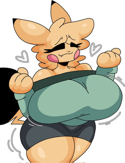 anthro big_breasts black_tail_tip blonde_hair bottomwear breasts clothing dipstick_ears dipstick_tail ear_markings eyes_closed female hair heart_symbol huge_breasts markings mature_female multicolored_ears skirt smile solo sweater tail tail_markings thick_thighs topwear unsigned wide_hips yellow_body lewd_dorky nintendo pokemon pam_thunder_(lewd_dorky) generation_1_pokemon pikachu pokemon_(species) hi_res