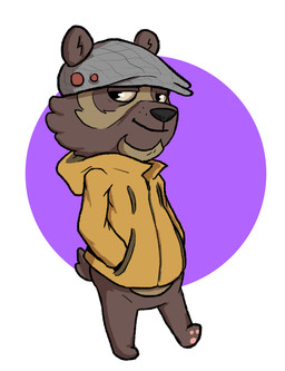 anthro biped black_nose brown_body brown_fur chibi clothed clothing fur hat headgear headwear hoodie male simple_background solo topwear mrkermodebear bear mammal short-faced_bear spectacled_bear 2020
