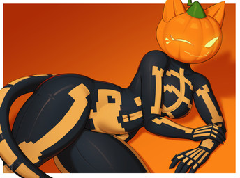 5_fingers black_bodysuit black_clothing black_skinsuit bodysuit border breasts claws clothed clothed_female clothed_humanoid clothing costume empty_eyes female female_humanoid finger_claws fingers for_a_head halloween_costume holidays logo looking_at_viewer lying multicolored_bodysuit multicolored_clothing multicolored_skinsuit navel_outline on_side one_eye_closed orange_background orange_bodysuit orange_clothing orange_skinsuit pointy_ears pumpkin_head simple_background skeleton_costume skinsuit solo tail thick_thighs tight_clothing two_tone_bodysuit two_tone_clothing two_tone_skinsuit white_border wink winking_at_viewer yellow_eyes chipsgm epic_games fortnite halloween spice_(fortnite) animal_humanoid cat_humanoid felid felid_humanoid feline feline_humanoid humanoid mammal mammal_humanoid object_head 2025 artist_logo digital_media_(artwork) hi_res