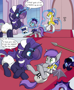 ageplay armor bad_end blue_eyes blue_tail bodily_fluids clean_diaper clothed clothing cutie_mark cutie_mark_diaper cutie_mark_print dialogue diaper drooling feces female feral green_eyes grey_body group holding_object holding_plushie horn hypnosis hypnotic_eyes infantilism intelligence_loss lying magic magic_user male mane mental_regression mind_control on_back plushie plushie_transformation plushification purple_body purple_mane purple_tail quadruped roleplay saliva soiled_diaper sparkles sparkling_eyes speech_bubble tail text trio unclean_diaper used_diaper wearing_armor wearing_diaper white_body skitterpone friendship_is_magic hasbro idw_publishing my_little_pony my_little_pony_(idw) mythology night_guard_(mlp) nightmare_rarity_(idw) royal_guard_(mlp) bat_pony equid equine mammal mythological_creature mythological_equine unicorn 2017 absurd_res comic digital_drawing_(artwork) digital_media_(artwork) english_text hi_res