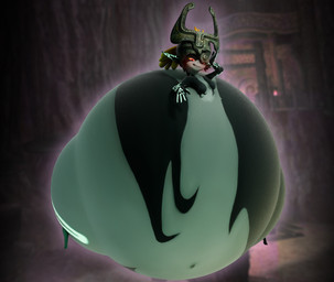 air_inflation belly belly_expansion big_belly black_body black_ears black_skin blue_body blue_markings blue_skin blush body_inflation breasts expansion female floating fused_shadow grey_helmet hair hand_behind_head huge_belly huge_thighs humanoid_pointy_ears hyper hyper_belly hyper_inflation hyper_pear hyper_thighs immobile inflation markings multicolored_body navel not_furry orange_hair pear-shaped_figure pointy_ears red_eyes solo spherical_inflation thick_thighs three-quarter_view two_tone_body wide_hips yellow_sclera notsobretheren nintendo the_legend_of_zelda twilight_princess midna humanoid imp twili 2025 3d_(artwork) blender_(artwork) colored digital_media_(artwork) hi_res shaded