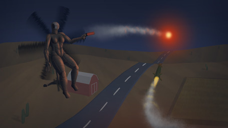 aircraft anthro barn black_body breasts building cactus desert female field flare_gun flying helicopter machine missile night plant propeller road shooting sky smoke solo tail vehicle wheat_field affront ah-6_little_bird boeing aeromorph helicopter_humanoid humanoid living_aircraft living_helicopter living_machine living_vehicle 16:9 hi_res widescreen