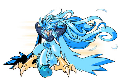 3_toes angry anthro armor balls big_penis blue_body blue_fur bodily_fluids feet fur genitals hair humanoid_genitalia humanoid_penis long_hair male penis solo sweat sweatdrop toes galactabee undertale_yellow martlet_(undertale_yellow) martlet_(zenith_form) avian absurd_res hi_res