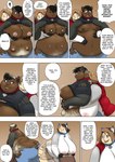 2013 anthro big_butt breasts butt claws clothing collar comic dialogue duo english_text female gillpanda hi_res male mammal nipples obese overweight paws speech_bubble teeth text tongue transformation
