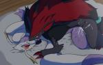 3_fingers ambiguous_gender bed bedroom blue_eyes blush claws clenched_teeth cum cum_inside cum_on_face cum_on_leg duo eyelashes female from_behind fur fusarun hair inside long_hair looking_back looking_down lying male mienshao nintendo nude on_stomach on_top open_mouth orgasm penetration pillow pokémon red_eyes room sex shadow sharp_teeth shiny squint straight sweat teeth video_games zoroark
Rating: Explicit
Score: 25
User: toh
Date: January 11, 2014