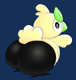 ambiguous_gender anthro beak big_butt butt cloud eyebrows feral fluffy fluffy_tail glistening glistening_butt leaf looking_at_viewer looking_back plant raised_tail short shortstack simple_background solo standing tail transparent_background wings gyroesehni nintendo pokemon pokemon_winds_and_waves avian browt generation_10_pokemon pokemon_(species) 2026 alpha_channel digital_media_(artwork) hi_res