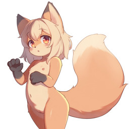anthro blush casual_nudity countershading eyebrow_through_hair eyebrows female flat_chested fluffy fluffy_tail front_view fur genitals gesture gloves_(marking) hair looking_at_viewer markings navel nipples nude orange_body orange_fur peach_eyes simple_background solo standing tail translucent translucent_hair vulva waving waving_at_viewer white_background white_body white_countershading white_hair young young_anthro young_female matsuura canid canine fox mammal red_fox true_fox 1:1 2026 colored digital_drawing_(artwork) digital_media_(artwork) portrait shaded