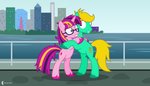 2020 7:4 absurd_res blonde_hair blue_body detailed_background duo earth_pony embrace equid equine eyewear fan_character female feral fetlocks glasses green_body hair hasbro hi_res horn horse hug male mammal multicolored_hair my_little_pony mythological_creature mythological_equine mythology outside parclytaxel pony purple_hair scared signature unicorn water wide_eyed