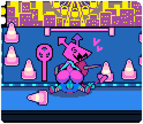 ambiguous_gender ambiguous_penetrated anthro balls big_butt bouncing_balls bouncing_butt butt duo genitals heart_symbol male male/ambiguous open_mouth penetration penis pink_body sex tail pookypalace deltarune undertale_(series) ambyu-lance virovirokun animated digital_media_(artwork) pixel_(artwork) pixel_animation