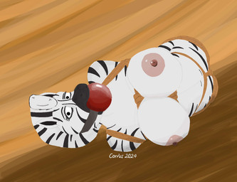 anthro areola ball_gag bdsm belly big_breasts black_eyebrows bondage bound breast_bondage breast_squeeze breasts crotch_rope eyebrows eyelashes female fully_bound fur gag gagged hair hands_behind_back hogtied horse_ears legs_tied looking_at_viewer lying lying_on_ground muffled nude nude_anthro nude_female on_ground on_side open_mouth open_mouth_gag pink_areola restraints rope rope_bondage rope_harness simple_background solo squeezing striped_body striped_fur stripes submissive submissive_anthro submissive_female white_body white_fur white_hair corvus_ravenstein equid equine mammal zebra 2024 hi_res