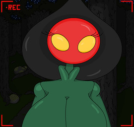 big_breasts breasts camera_view eyelashes female forest front_view green_body green_skin looking_at_viewer night plant recording solo tree trapmagius flatwoods_monster alien 2015 aliasing bust_portrait digital_media_(artwork) portrait