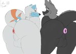 anthro anus balls butt duo fur genitals male male/male nude presenting presenting_hindquarters raised_tail simple_background smile tail text tongue fartsniffer69 mythology canid canine canis domestic_dog dragon felid feline hybrid lynx mammal mythological_creature mythological_scalie nordic_sled_dog samoyed scalie spitz digital_media_(artwork) hi_res