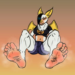 5_toes alternative_fashion angry annoyed anthro black_hair bodily_fluids bottomwear clothing countershade_feet countershading denim denim_bottomwear denim_clothing denim_shorts eyebrow_piercing facial_piercing fangs feet female foot_focus fur goth hair humanoid_feet membrane_(anatomy) membranous_wings midriff musk navel navel_piercing piercing plantigrade shorts sitting sitting_on_ground smelly smelly_feet soles solo sweat sweaty_feet teeth toes white_body white_fur wings nuclearcheshire vranda_von_bat_(blarf022) bat honduran_white_bat leaf-nosed_bat mammal microbat yangochiropteran 1:1 2023