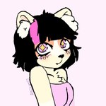 anthro black_hair breasts clothed clothing female fluffy fluffy_tail fur hair khaki_body khaki_fur looking_at_viewer markings multicolored_body multicolored_fur multicolored_hair solo starry_eyes tail alecrim_(character) cricetid domestic_cat felid feline felis hamster hybrid mammal rodent digital_drawing_(artwork) digital_media_(artwork) hi_res