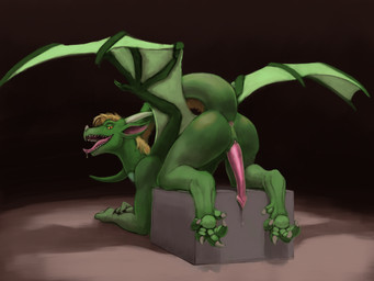 animal_genitalia anthro anus bodily_fluids butt drooling erection genital_fluids genital_slit genitals green_body green_scales looking_at_viewer looking_back looking_back_at_viewer male open_mouth penis precum presenting presenting_anus presenting_hindquarters presenting_penis saliva scales solo reku_illustration mythology arvie_dragon dragon mythological_creature mythological_scalie scalie 4:3 absurd_res hi_res