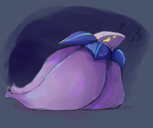ambiguous_gender belly big_belly bodily_fluids exhausted feral immobile obese obese_ambiguous obese_feral overweight overweight_ambiguous overweight_feral petals side_view simple_background stuffing sweat sweatdrop white_body blaires_soup game_freak nintendo pokemon generation_9_pokemon glimmet pokemon_(species) 2025